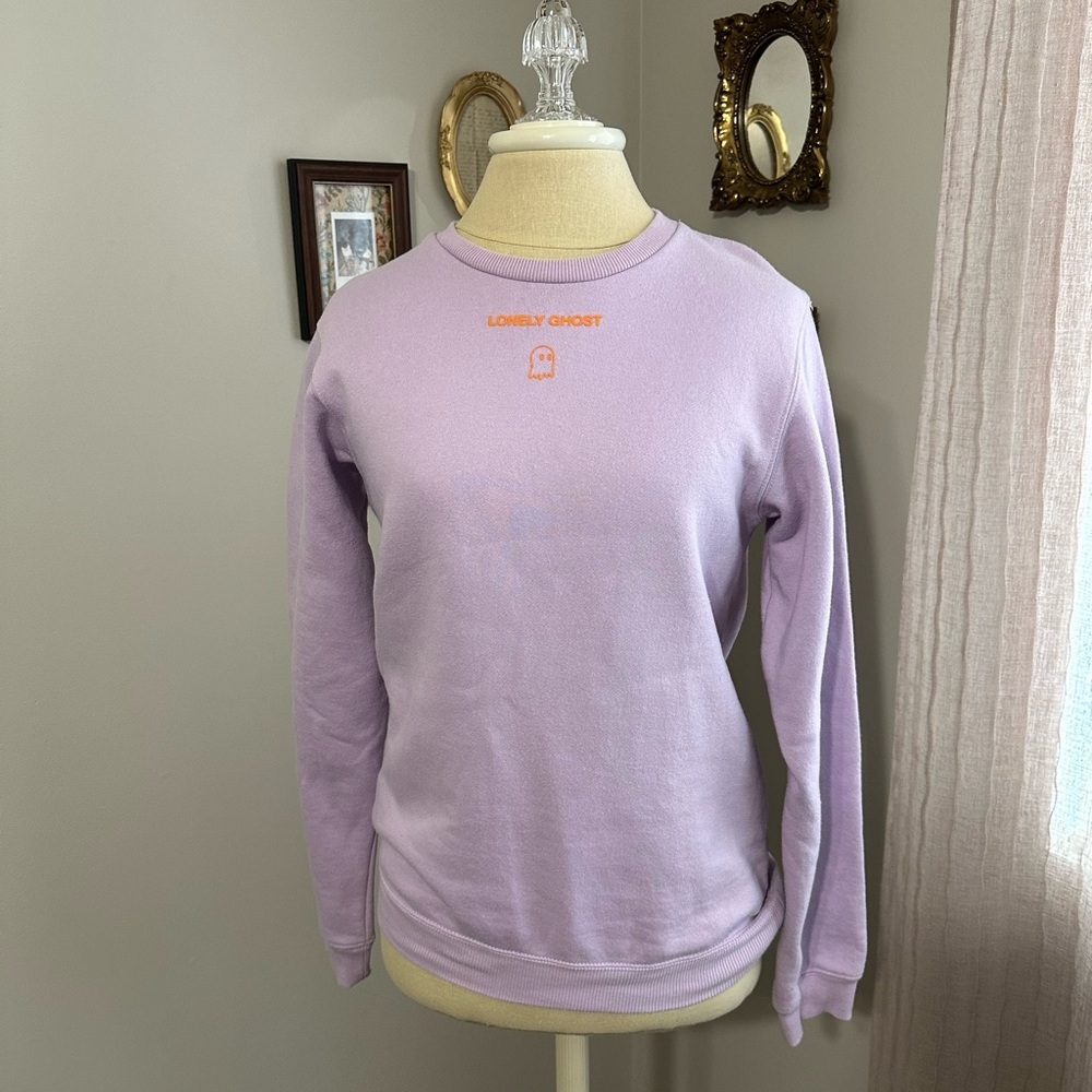 LONELY GHOST Text Me When You Get Home Lilac Crewneck Sweatshirt